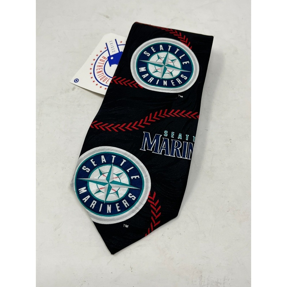 NWT Seattle Mariners‎ Black Tie Silk by RM SPORT Vintage Made in USA 1997